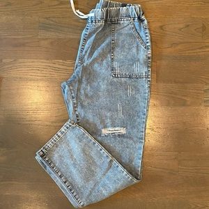 Florcoo Loose Drawstring Blue Jeans